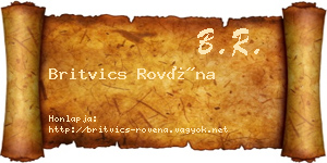 Britvics Rovéna névjegykártya